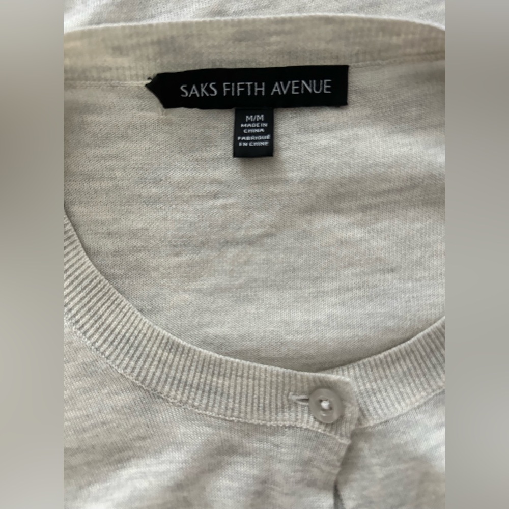 SAKS FIFTH AVENUE button front cashmere cardigan - Picture 3 of 3